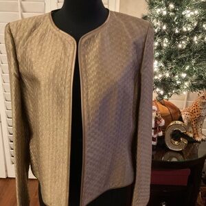 HOLIDAY Ellen Tracy Linda Allard Bronze Silk Jacquard Jacket